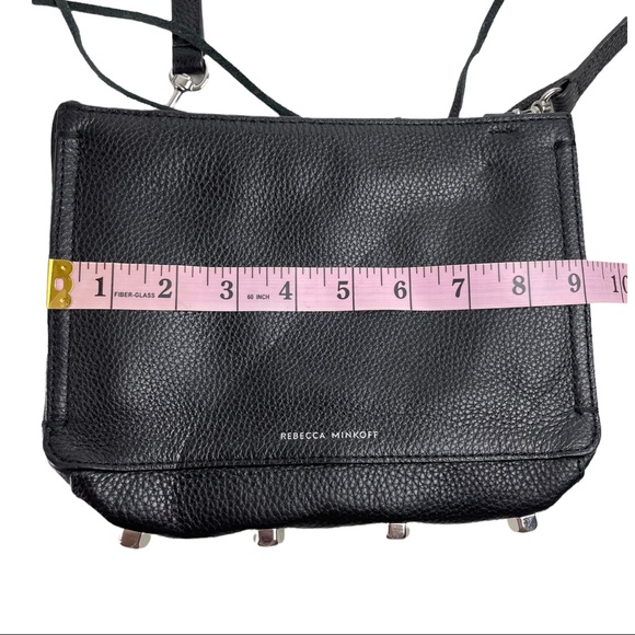 Rebecca Minkoff Black Leather Regan Crossbody Bag Purse Pebble Leather Small - Picture 10 of 12